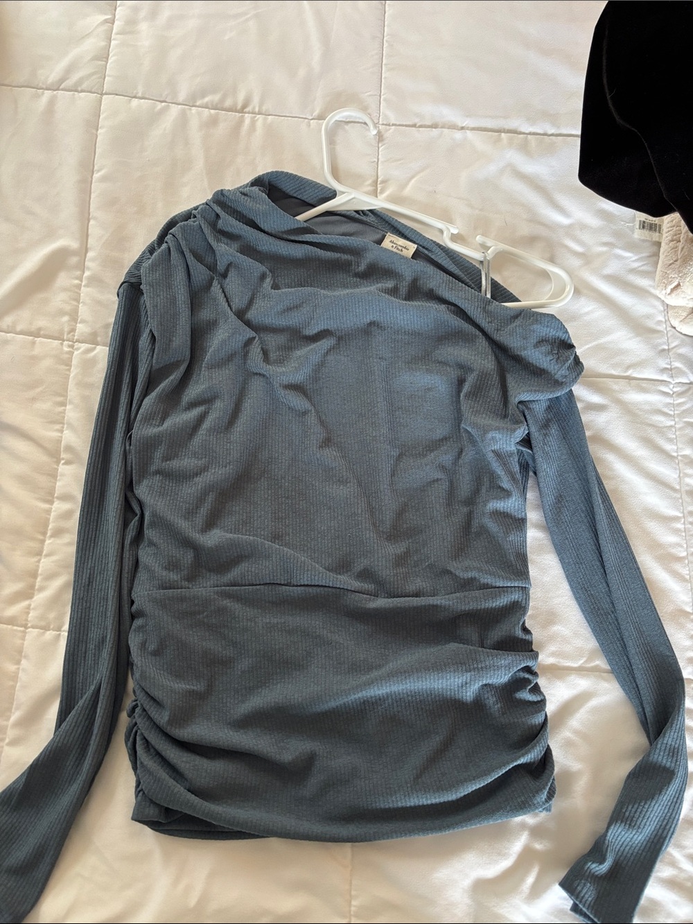 Abercrombie & Fitch Slate Blue Waffle-Knit Long Sleeve Top